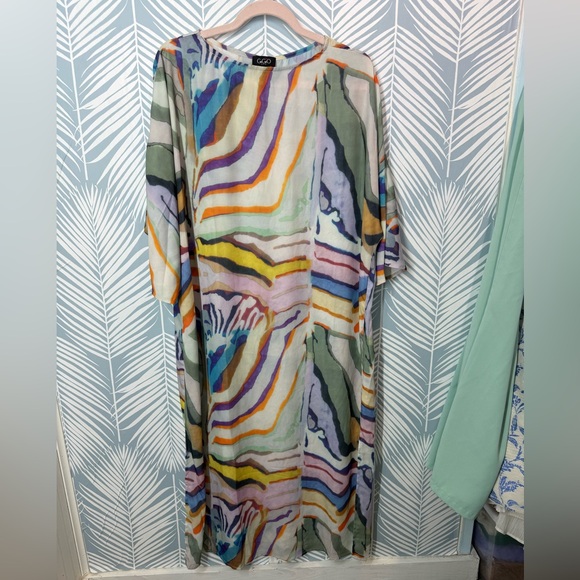 Multicolor Abstract Pattern Kaftan - Picture 3 of 5
